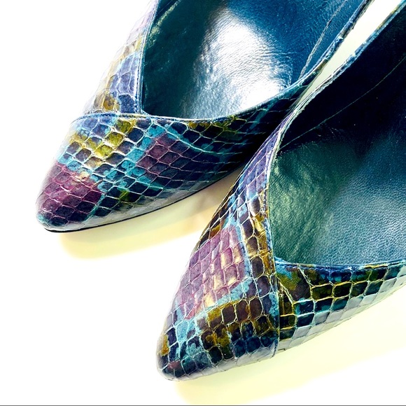 Stuart Weitzman Shoes Mr. Seymour Snakeskin Vintage Heels 7 1/2 - Picture 2 of 16